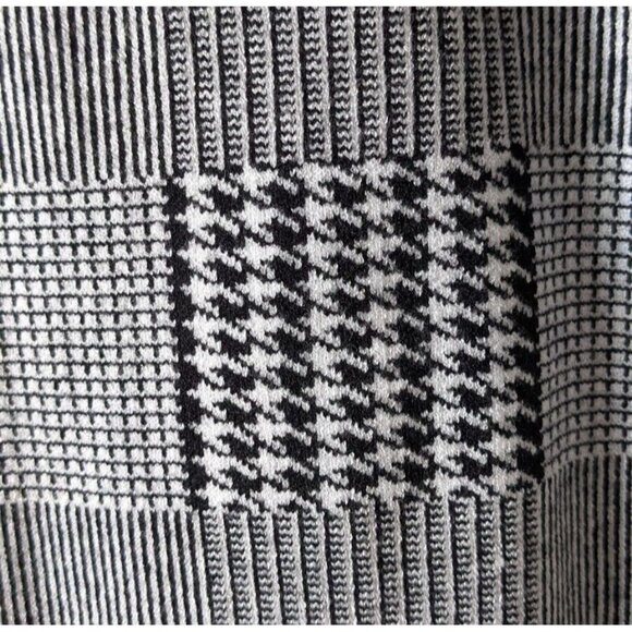 Belldini Women Houngstooth Cardigan Coat Open Front Above Knee Hooded Knit SizeL - Picture 8 of 14